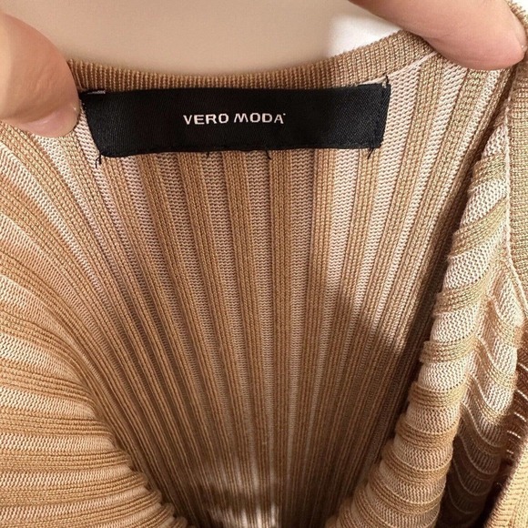 NWOT Vero Moda Will Open Back Ribbed Midi Sweater Dress Women's Tan Size Medium - Picture 5 of 5